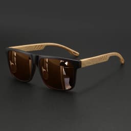 New Fashion Square Sunglasses - Wood Grain Spring Hinge, UV400 Unisex for Driving, Hiking & Travel
