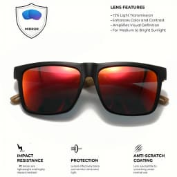 New Fashion Square Sunglasses - Wood Grain Spring Hinge, UV400 Unisex for Driving, Hiking & Travel