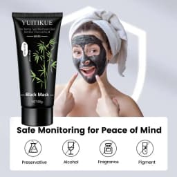 YUITIKUE Bamboo Charcoal Black Mask 60g - Tearing Type Deep Cleanse, Blackhead Removal for Clear Skin
