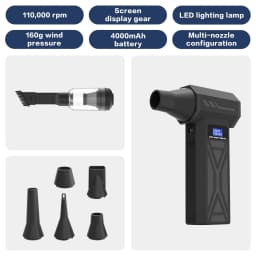 Powerful Air Blower 110000Rpm 4 Gear Adjustable Turbo Jet Blower With Led Light Battery Display Cordless Compressed Air Duster