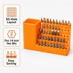 50-Hole Hex Screwdriver Bit Storage Box 1/4 Inch Impact Driver Bit Holder Organizer Durable Tool Box For DIY & Workshop