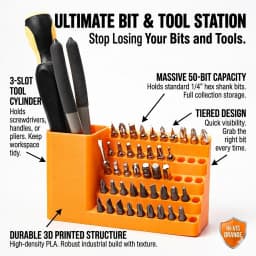50-Hole Hex Screwdriver Bit Storage Box 1/4 Inch Impact Driver Bit Holder Organizer Durable Tool Box For DIY & Workshop