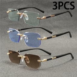 1/3 PCS Rimless Sunglasses Rectangle Fashion Popular Women Men Shades Small Square Sun Glasses Female Male Summer Traveling