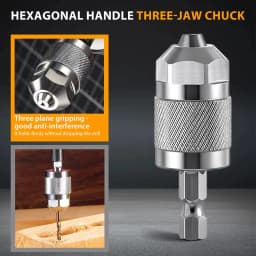 Drill Chuck Adapter Quick Change Pneumatic Drill Chuck 3-Jaw Hex Shank Chuck Professional Converter Hex Shank for Woodworking