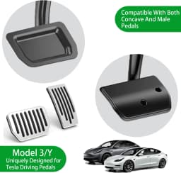 For Tesla Performance Pedal Pads Cover Foot Aluminum Non-Slip Pedals for Model Y(Juniper) Model 3(Highland) 3/Y 2017-2026