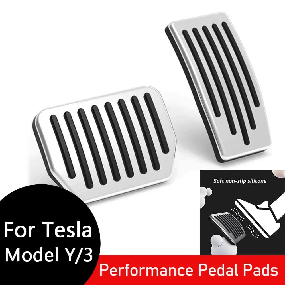 For Tesla Performance Pedal Pads Cover Foot Aluminum Non-Slip Pedals for Model Y(Juniper) Model 3(Highland) 3/Y 2017-2026