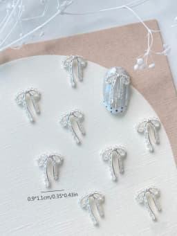 20PCS 3D Silver French Style Bow Metal Manicure Accessoire Nail Decoration Alloy Lacework Ribbon Nails Art Charms
