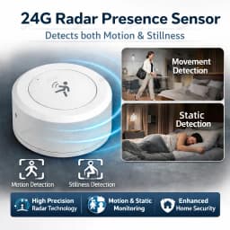 Zigbee 24G Mmwave Radar Presence Sensor Human Detector Motion/Static Detection For Tuya Z2M Smart Home Security Automation Alarm
