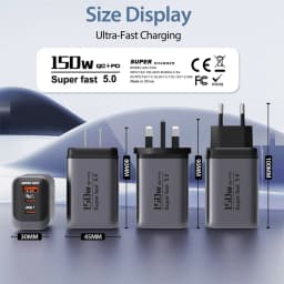 USB Type C 150W Charger USB QC3.0 Fast Charging Mobile Phone Charger Travel Adapter For iPhone 17 Samsung Xiaomi EU/UK/US Plug