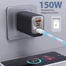 USB Type C 150W Charger USB QC3.0 Fast Charging Mobile Phone Charger Travel Adapter For iPhone 17 Samsung Xiaomi EU/UK/US Plug