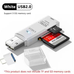 Tutew Multi Functional 2 In 1 High-speed USB 3.0/2.0 Card Reader Supports TF+SD Computer Tablet Camera Laptop Car Mounted