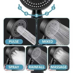 Shower Head 5 Modes Water Saving Adjustable High Pressure Showerhead Handheld Spray Hangable Bathroom Accessories 2026