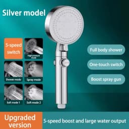 Shower Head 5 Modes Water Saving Adjustable High Pressure Showerhead Handheld Spray Hangable Bathroom Accessories 2026