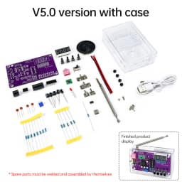 DIY FM Radio Electronic Kit 87-108MHz Adjustable Frequency Digital Display Soldering Project Practice Solder RDA5807S