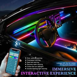 18 in 1 Led Car Ambient Lights 213 64 Color RGB Symphony Streamer Bluetooth Rainbow Interior Acrylic Strips Atmosphere Lamp Kit
