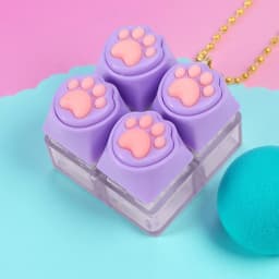 Silicone Cat Paw Keychain Stress Relief Toy for Keyboard Lovers Portable Fidget Keyring Gifts Press Button Anxiety Relief