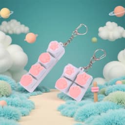Silicone Cat Paw Keychain Stress Relief Toy for Keyboard Lovers Portable Fidget Keyring Gifts Press Button Anxiety Relief