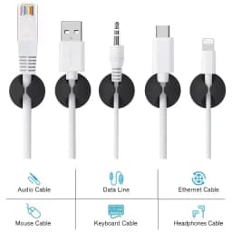 Cable Clips Phone Cord Holder USB Data Line Silicone Organizer Self-Adhesive Wire Management Cable Winder Earphone Charger Cord