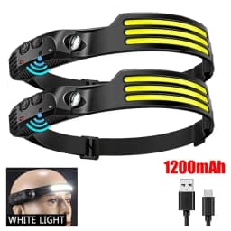 USB Rechargeable COB LED Induction Headlamp With 1200mAh Built-in Battery Head Flashlight Outdoor Camping Fishing Head Lantern