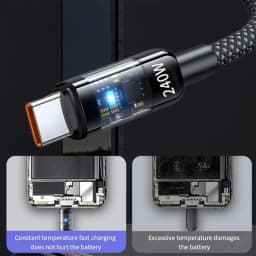 0.25/1/1.5/2M USB C Fast Charging Data Cable With LED Digital Display USB To Type C Quick Charge Data Cords For iPhone Xiaomi 17