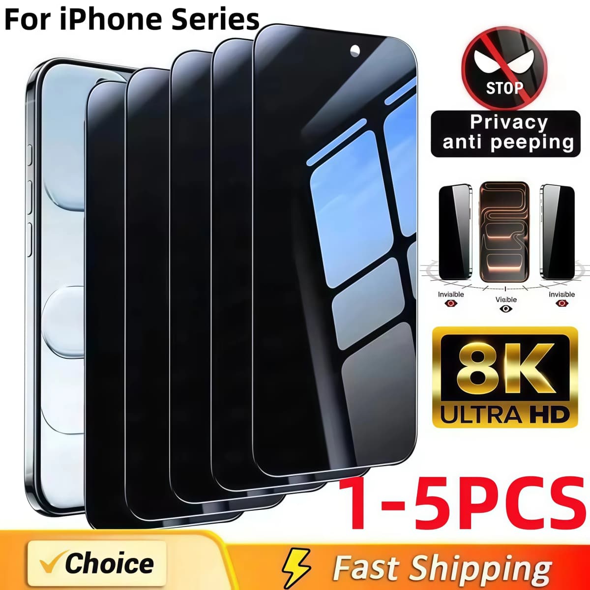 1-5pcs Anti-Spy Privacy Tempered Glass Screen Protector For iPhone 11 12 13 14 15 16 17 Pro Max 14 15 16 Plus 16e Air Glass Film