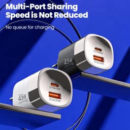 Elough 45W USB Type C Phone Charger Super Fast Charge 2 Port Wall Charger USB PD Adapter For iPhone Realme Huawei USB C cargador
