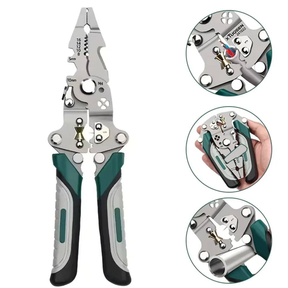 Foldable 18-in-1 Wire Stripping Pliers Crimping Tool - Multifunctional Electrician Pliers, Professional-Grade Electrician Tools