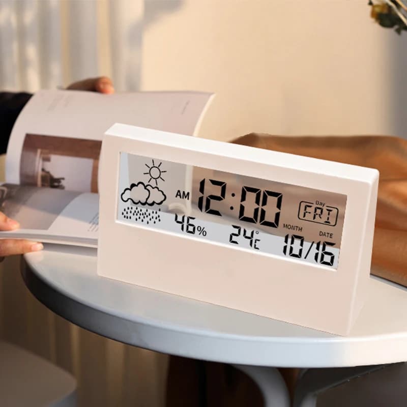 LED Thermometer Thermo-Hygrometer Multifunction Electronic Clock Temperature Humidity Meter Weather Station for Home With Alarm