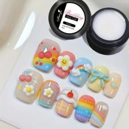 3D Nail Gel, Non-Sticky Hard Long-Lasting Overlay, Creates 3D Bow Geometric Letter Shapes, Salon Quality, Soluble Residue-Free A