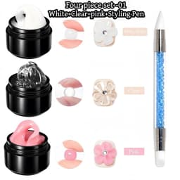 3D Nail Gel, Non-Sticky Hard Long-Lasting Overlay, Creates 3D Bow Geometric Letter Shapes, Salon Quality, Soluble Residue-Free A