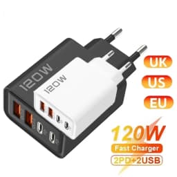 120W Quick Charger PD 4 Ports USB C Charger Type C USB Phone Charger Fast Charging Adapter for Samsung iPhone Huawei Xiaomi NEW