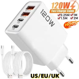 120W Quick Charger PD 4 Ports USB C Charger Type C USB Phone Charger Fast Charging Adapter for Samsung iPhone Huawei Xiaomi NEW