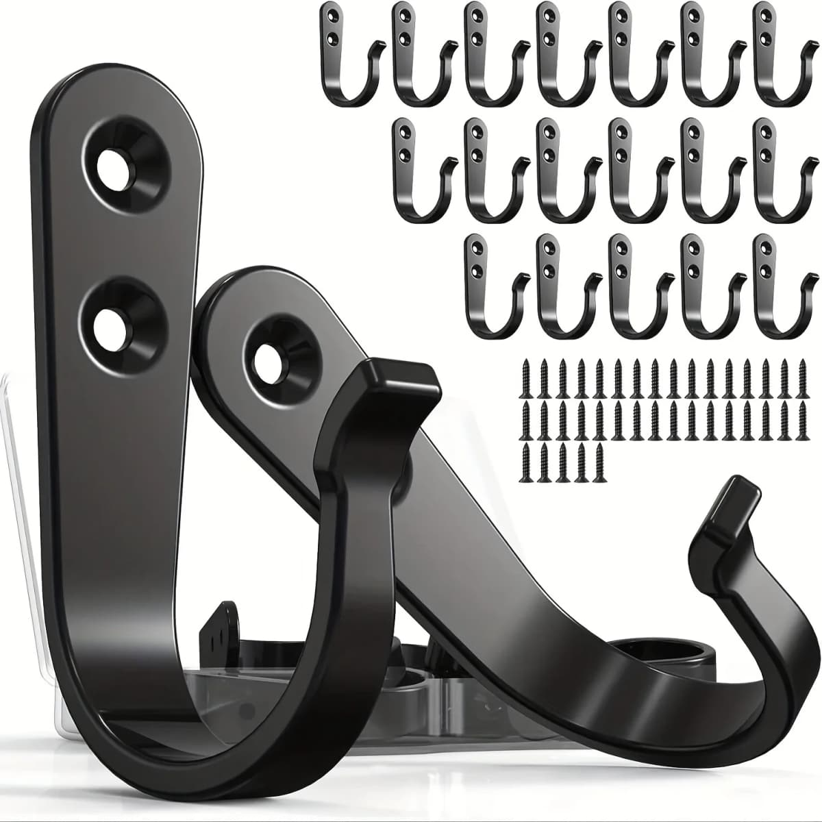 24pcs(8 Hooks 16 Screws) Heavy-Duty Iron Coat Hooks,Anti-Rust Wall Mounted for Home Office Industrial,Multiple Styles Available