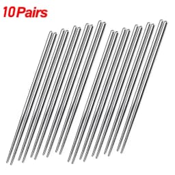 2/5/10 Pairs Chinese Chopsticks Stainless Steel Non-slip Sushi Chopstick Korean Japanese Food Metal Sticks Kitchen Tableware Set