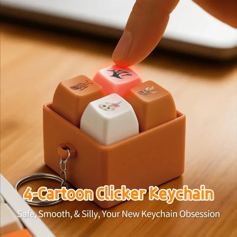 Tralalala Wooden Man Keychain, 4-Button Fidget Clicker Toy, Cute Meme & Anime Inspired Accessory, Fun Gift for Friends & Fans