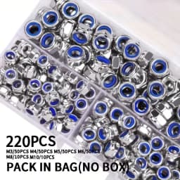 Anti-Loosening Hex Nuts M3-M10 40/42/200/220pcs Non-Slip Locking Fasteners for Industrial Construction Electronics Automotive