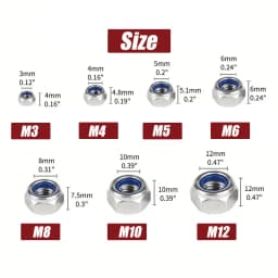 Anti-Loosening Hex Nuts M3-M10 40/42/200/220pcs Non-Slip Locking Fasteners for Industrial Construction Electronics Automotive