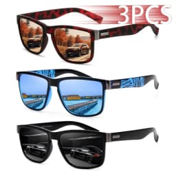 3PCS Fashion Classic Square UV400 Sunglasses Men Women Driving Fishing Colorful Trendy Lightweight Outdoor Goggles