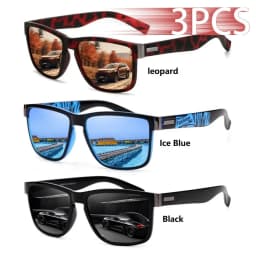 3PCS Fashion Classic Square UV400 Sunglasses Men Women Driving Fishing Colorful Trendy Lightweight Outdoor Goggles