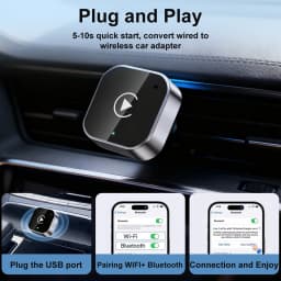 2026 NEWEST Wireless CarPlay Adapter 2-in-1 Wired to Wireless Dongle for Apple & Android Plug and Play Universal Car Accessory