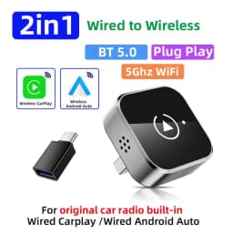 2026 NEWEST Wireless CarPlay Adapter 2-in-1 Wired to Wireless Dongle for Apple & Android Plug and Play Universal Car Accessory