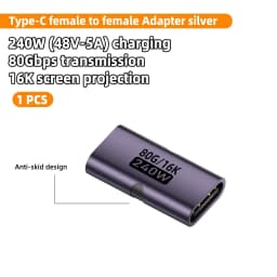 USB4 80Gbps USB C Female to Female Adapter Coupler 240W PD Fast Charging 8K@60Hz Type C Extender Converter for MacBook iPad Pro
