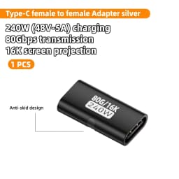 USB4 80Gbps USB C Female to Female Adapter Coupler 240W PD Fast Charging 8K@60Hz Type C Extender Converter for MacBook iPad Pro