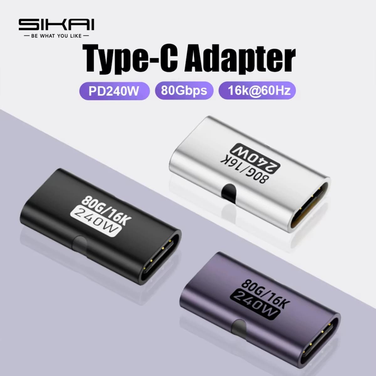 USB4 80Gbps USB C Female to Female Adapter Coupler 240W PD Fast Charging 8K@60Hz Type C Extender Converter for MacBook iPad Pro