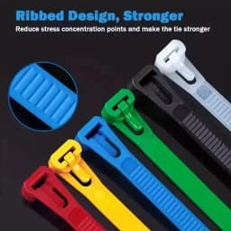 100PCS Reusable Self-Locking Nylon Cord Ties SecureFastening MixedColors Durable Flexible Ribbed Design for Indoor&Outdoor