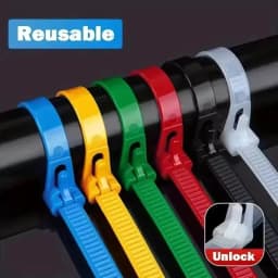 100PCS Reusable Self-Locking Nylon Cord Ties SecureFastening MixedColors Durable Flexible Ribbed Design for Indoor&Outdoor