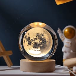 Unique 3D Crystal Ball Night Light Led Lamp Bedside Table Glowing Galaxy Lamp Saturn Planets Moon Birthday Gift Toy 5cm