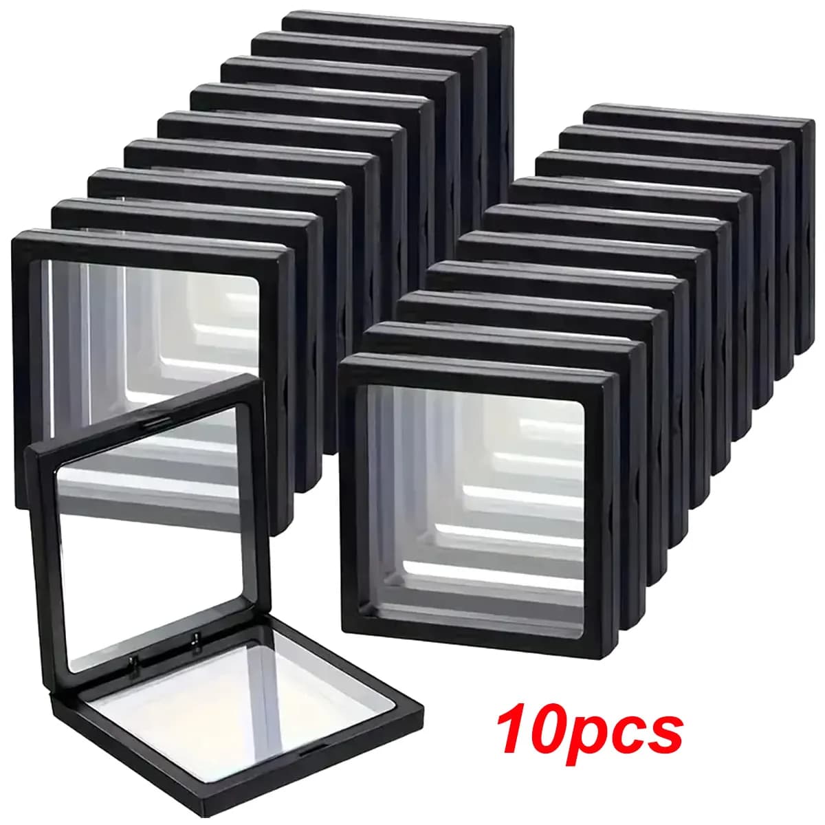 10pcs, Transparent Floating Display Box, Plastic Film Jewelry Packaging Box, Jewelry, Necklace, Ring, and Collectible Storage Bo