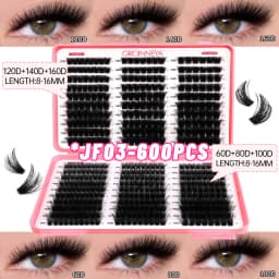 GROINNEYA Lashes Cluster DIY Lash Extension Mixed Tray Clusters Eyelashes Fluffy Volume Individual Lashes Cat Eye Lash Extension