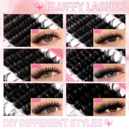 GROINNEYA Lashes Cluster DIY Lash Extension Mixed Tray Clusters Eyelashes Fluffy Volume Individual Lashes Cat Eye Lash Extension